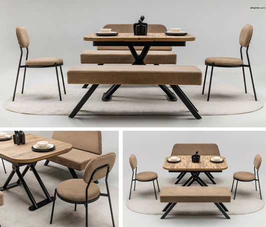 LAURA Spisebord m. Bænk + Stole