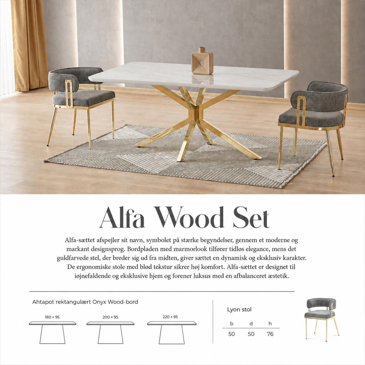 ALFA WOOD Spisebordsæt