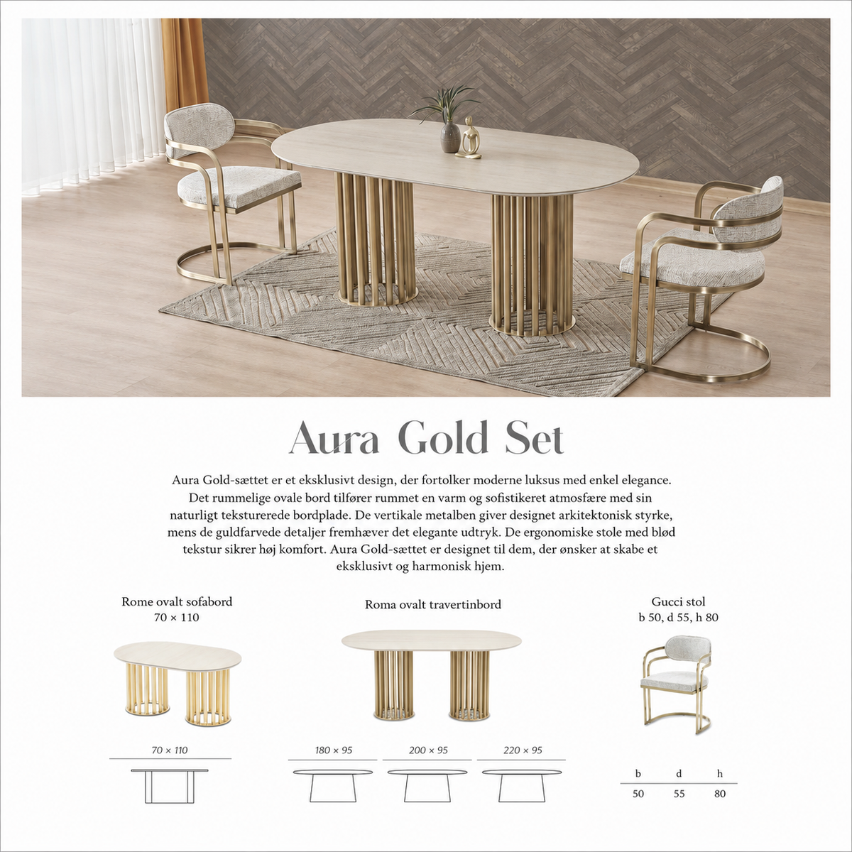 AURA GOLD Spisebordsæt