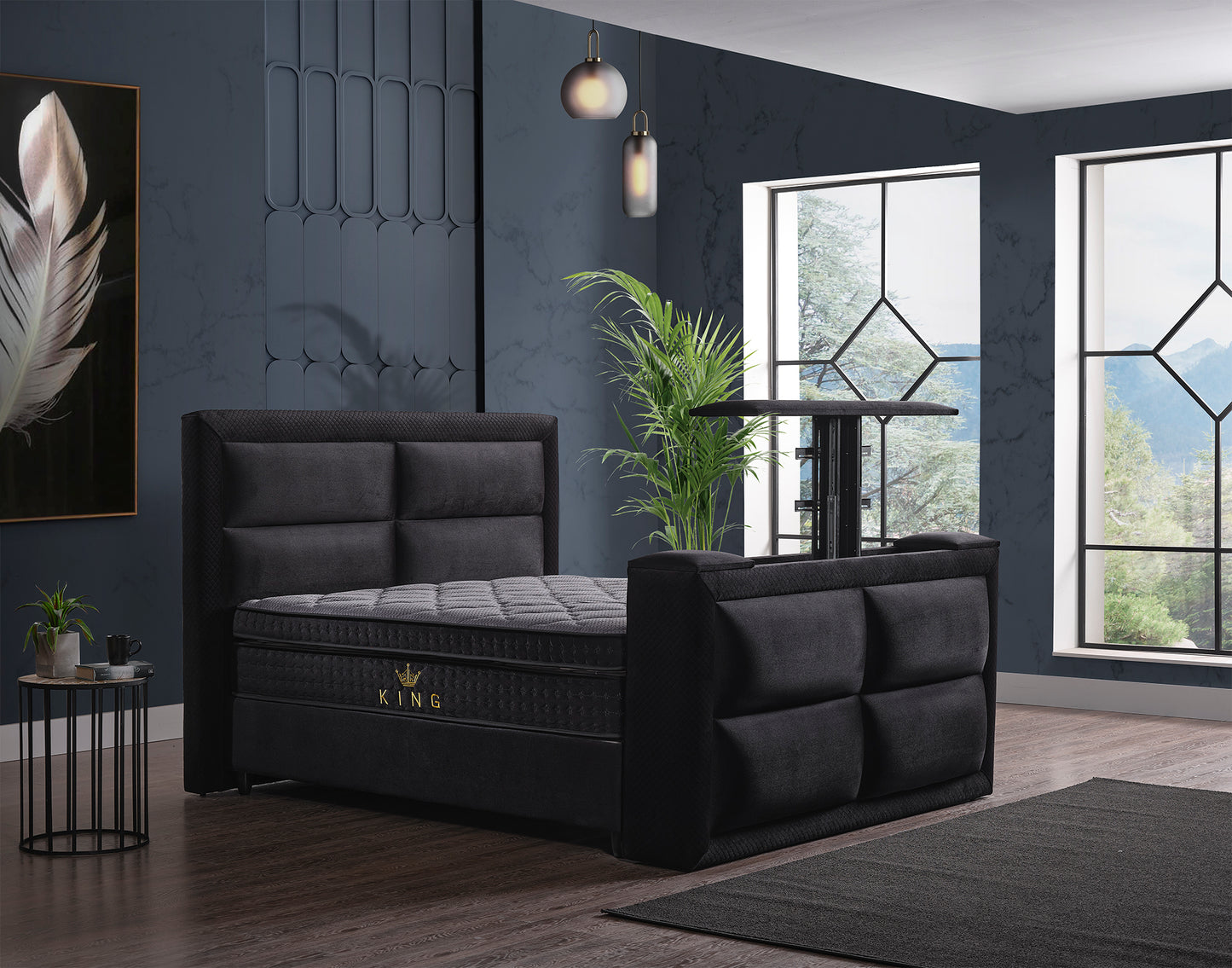 NEW KING Opbevaringsseng m. Hovedgavl