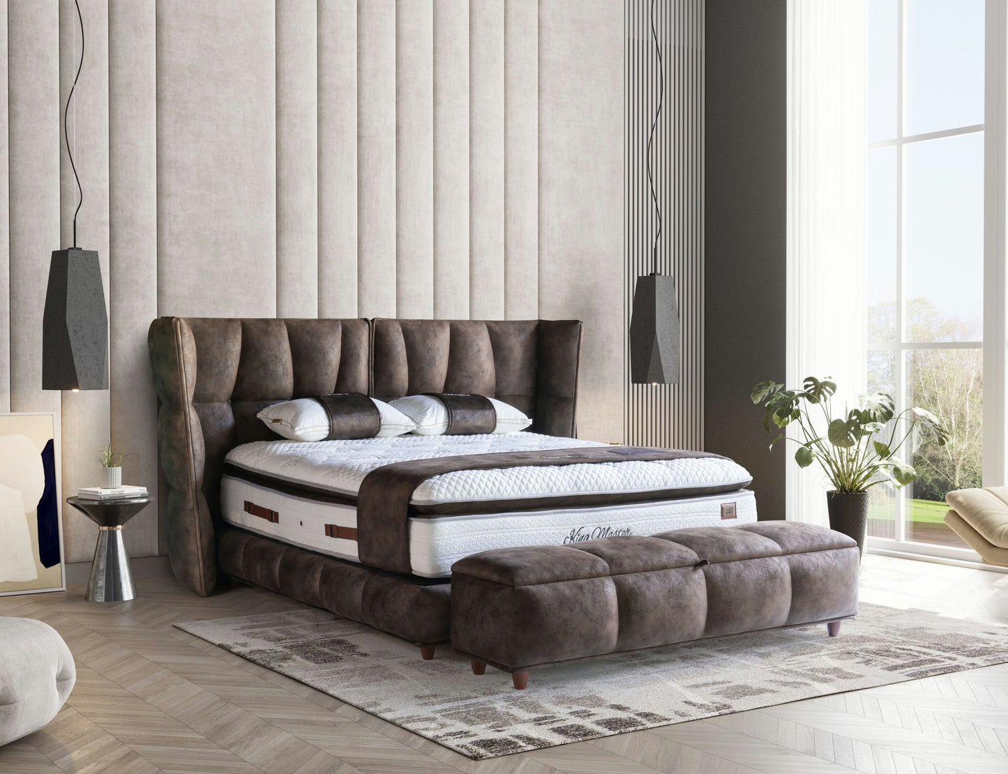 KING MASTER Opbevaringsseng m. Hovedgavl